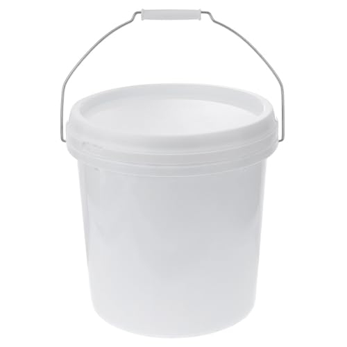 Image of Baluue 1.5 Gallon Food Grade Bucket with Lid - Small White Plastic Pail with Handle for Kitchen Storage, Cleaning Supplies, Paint & Pet Food - Airtight Seal Container (5L)