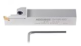 Accusize Industrial Tools 1'' Shank Heavy Duty Indexable Grooving/Cut-Off Holder, Nickel Plated, with a Gtn-4 Tin Coated Carbide Insert, 2415-5036