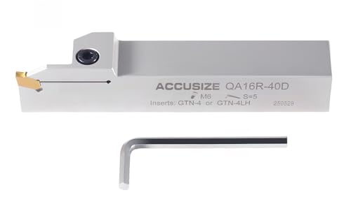 Accusize Industrial Tools 1'' Shank Heavy Duty Indexable Grooving/Cut-Off Holder, Nickel Plated, with a Gtn-4 Tin Coated Carbide Insert, 2415-5036