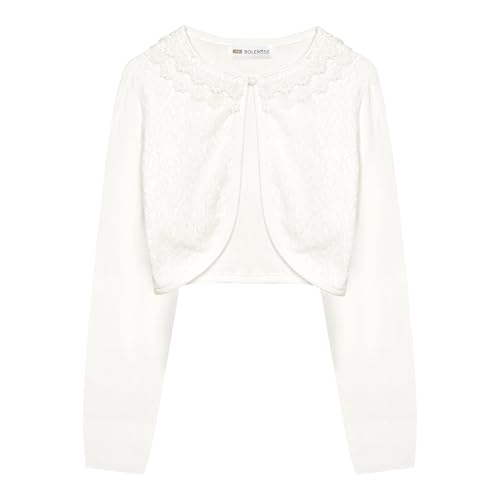 BOLEROSE Girls Long Sleeve Floral Lace Bolero Cardigan Kids Shrug Cover Up