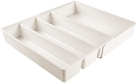 mDesign Cutlery Tray  Expandable Cutlery Holder Suitable for Various Utensils  Kitchen Utensil Holder for Drawers  Cream