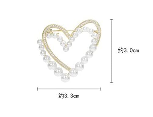 Image of QUREZA Classic Crystal Pearl Heart Brooch Pin Trendy Clothing Dress T-shirt Scarf Brooch Pin for Women Wedding