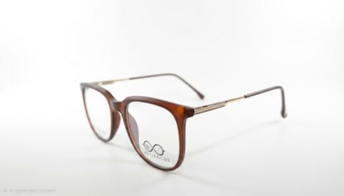 Image of Soft Square Optical Eyeglass Frame for Men & Women, Front with Metal Temples, Clear Demo Lenses, Lightweight Mixed Material Frame, Ribbed Temple Design for Prescription Lens Replacement