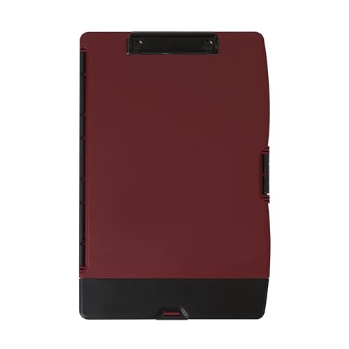 Dexas Folio Clipcase Professional Storage Clipboard with Pen Storage Compartment, 9.75 x 14.75, A4, Merlot. Ideal for Teachers, Nurses, Coaches, Students, Trades, Homeschooling