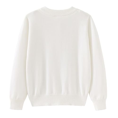 Unisex School Cardigan Teen Boys Girls Crewneck Long Sleeve Sweaters Button Cotton Sweater2