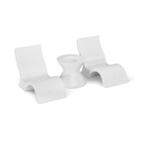 Ledge Lounger Signature Lowback Chair Set - Two Chairs - Ice Bin Side Table - in-Pool - On-Deck - Water Depths 0-9” - All Types - Resin Water Chairs - Pool, Sundeck, Outdoor Patio, No Lid Included
