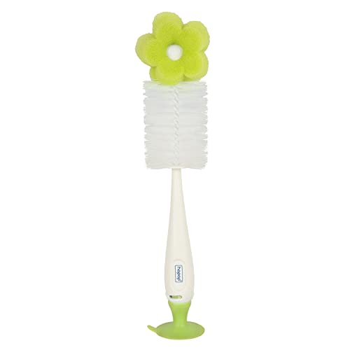 Image of Hopop Bottle Cleaner Brush | Baby Feeding Bottle Cleaning Brush & Nipple Cleaner Brush | Soft Foam Head with Durable Bristles | Easy to Clean Feeding /Water Bottle Corners | BPA Free | Green