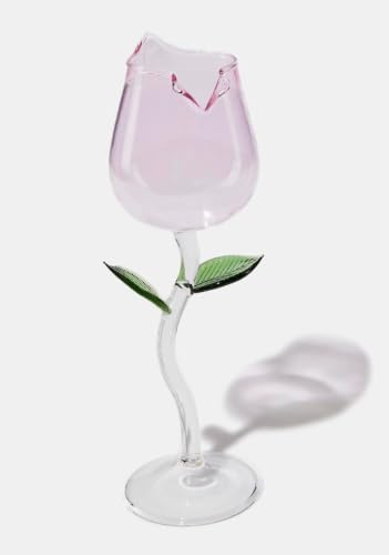 Image of Handcrafted Rose Wine Glass | Premium Borosilicate Floral Wine Goblet| Elegant Cocktail, Champagne & Red Wine Glass | Aesthetic Drinkware | Gift for Women (Rose Wine Glass)