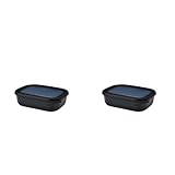 Mepal Multischüssel Cirqula rechteckig 1000 ml Nordic black – Frischhaltedose – Aufbewahrungsbox – stapelbar – spülmaschinenfest (Packung mit 2)