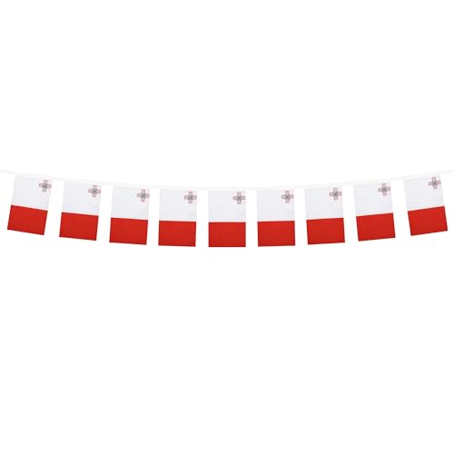 Image of AZ FLAG Malta 6 meters BUNTING Flag 20 flags 9'' x 6'' - Maltese STRING flags 15 x 21 cm