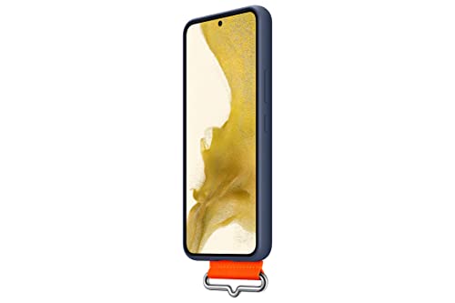 Image of Samsung Original Galaxy S22 5G Siicone Cover with Strap, Navy