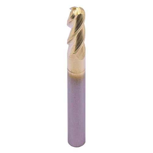 Image of 1 /4 inch 3 Flute Ball Nose Solid Carbide End Mill for Aluminum - ZrN Coated | 37 Degree Helix, 1 /4 inch Cutting Diameter, 1 /4 inch Shank Diameter, 3 /4 inch Length of Cut, 2-1 /2 inch Overall Length