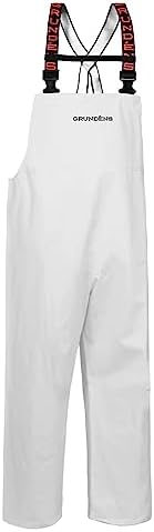 Grundens Men’s Shoreman Bib Pants | Stain-Resistant, Waterproof Seafood Processing Bibs, White, Medium