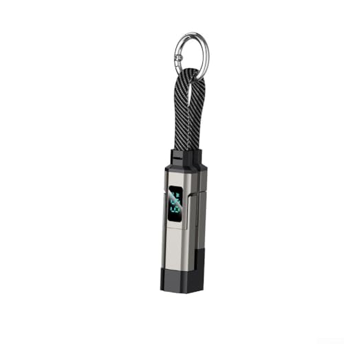 Image of Kivivaka 4 in 1 Charging Cable Keychain with LED Power Display, 65W USB C USB A for Phone Laptop Tablet(Black)