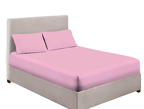 Extra Deep Bedding 100% Extra deep Fitted Sheets 16" 40CM Egyptian Cotton 200TC 15 Colours Single Double King Super King (Double, Pink)