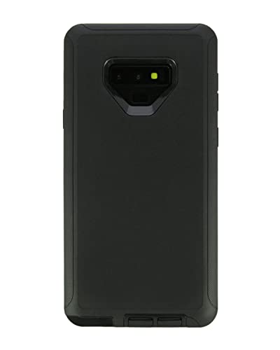 Wallskin Case For Galaxy Note 9 (6.4") Heavy Duty Full Body Military Grade Drop Protection Carrying Cover Holder | Holster For Men Belt With Clip Stand – Black/Black #TOP3