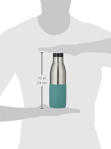 TEFAL Bludrop Bottle, 0.5 Litre, Green Sleeve, Thermal, Stainless Steel, Silicone Leak Proof, Sustainable, N3110610