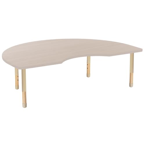 Image of 48 inch x 72 inch Kidney Kids Classroom Table with Adjustable Chunky Wood Legs