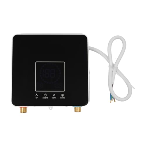 Calentador de agua eléctrico de 7500 W, 7500 W, con pantalla LED, calentador de agua caliente instantáneo, para montaje en pared, para cocina, baño (negro)