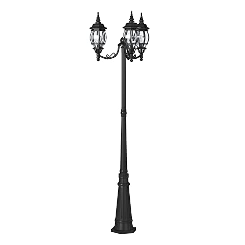 Designers Fountain Riviera 3-Light Outdoor Post Lantern Light With Clear Beveled Glass Shade, Black, 1923-Bk #TOP7
