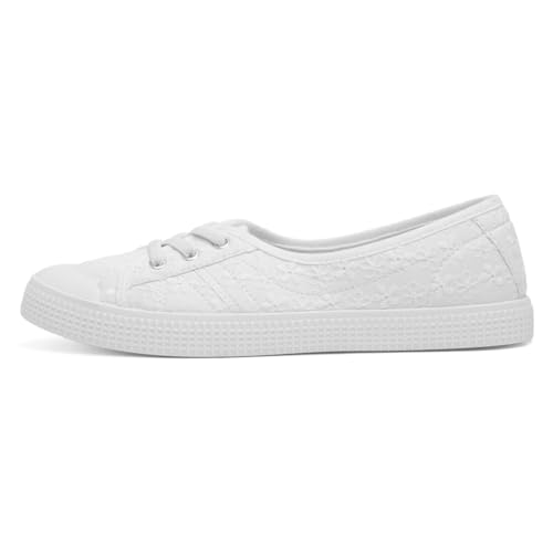 Lilley Womens White Floral Slip On Canvas Shoe - Size 5 UK - White