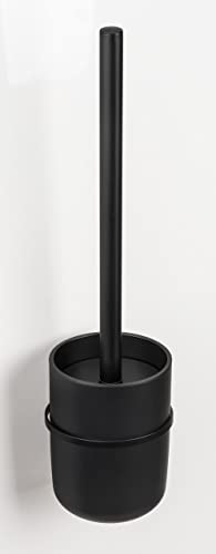 WENKO WC-Garnitur Mod. Carpino Kunststoff WC-Bürstenhalter für einfache Befestigung ohne Bohren Flexible Abdeckung Wandhalterung Metall Schwarz