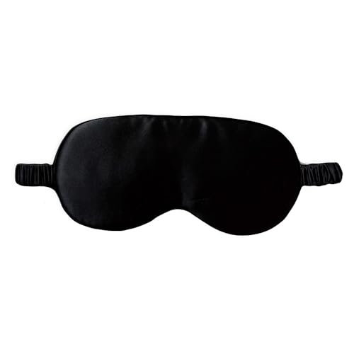 Pakabi マルベリーシルク アイマスク、睡眠に最適、遮光、睡眠補助、ファッショナブル、ナチュラル、ストレスフリー、肌に優しい、通気性、睡眠改善、超軽量、ソフト、旅行、出張に最適、シルク アイマスク 遮光、ユニセックス。 (ブラック)
