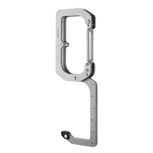 KEEPO LINK 3-in-1 EDC Titanium Carabiner Keychain Clip with Measuring Ruler, 180° Folding Purse Hook for Table & Outdoor Use, OLL01 (Gunmetal Grey)