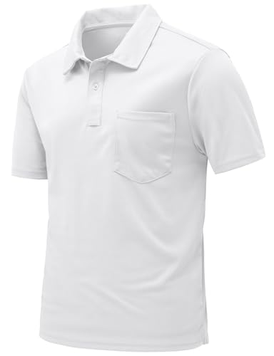 Image of Rdruko Men's Polo Shirts Short Sleeve Quick Dry Outdoor Golf Sports Shirts with Pocket