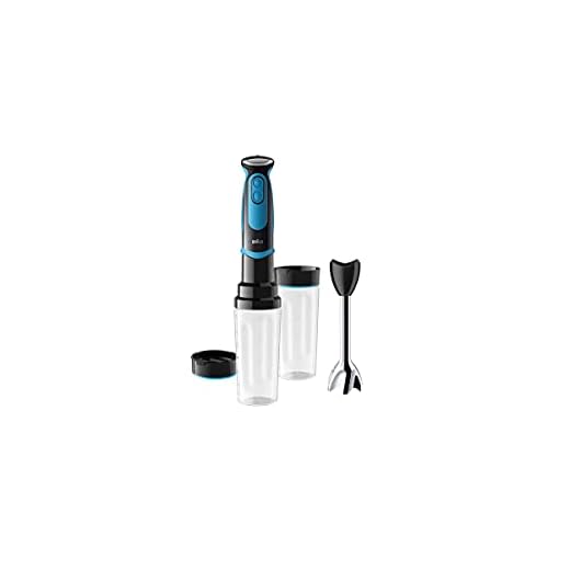 Braun Minipimer 5252BKBL - Batidora de mano (1000 W, 21 velocidades y función turbo, anti-salpicuduras, Powerbell Plus, función pica-hielo, sin BPA)