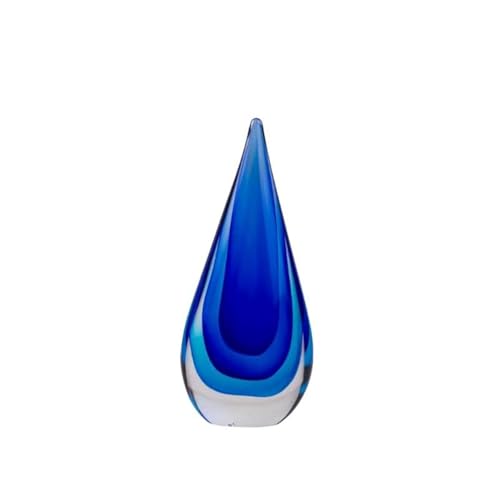 Escultura de vidrio estilo Murano gota azul