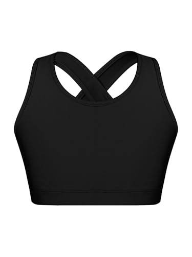 Kids Girls Plain Crop Top & Skater Skirt Set Tennis Golf Outfit 2 Piece Sport Training Tacksuit Set Activewear Black 10 Years3