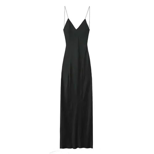 LOWBDGFU Women's Skirts Women's V Neck Sleeveless Backless Dress Women's Summer Slim Fit Maxi Dress-Black-l
