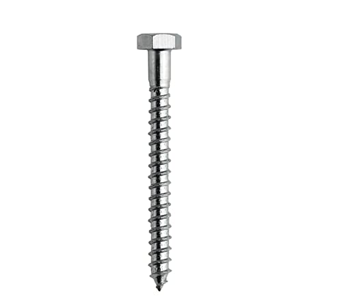 DOJA Barcelona | Vis Tirefond M12x100mm | Lot 10 Vis à Tête Hexagonale | Acier Zingué | Pour Visserie, Support Poteau, Cheville, Panneau, Portillon Bois