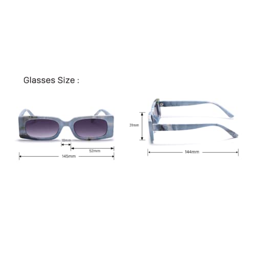ENTHYI Rectangle Vintage Sunglasses for Women Retro 90s Square Female Chunky Glasses4