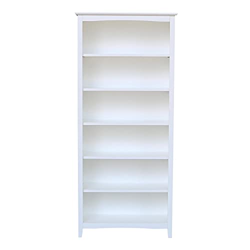 Ic International Concepts Shaker Bookcase-72 H- White Bookcase #TOP6
