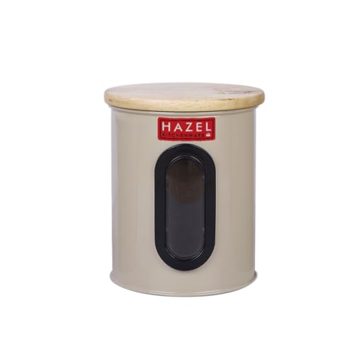 Image of HAZEL Airtight Kitchen Storage Container with See Through Window & Wooden Lid 800ml