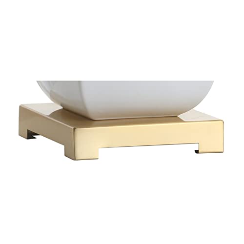 JONATHAN Y Vienna 25.5" Ceramic Metal Footed Vase Table Lamp, White/Gold - Image 4