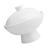 ERINGOGO Tazón de Cerámica Blanco para Sopa y Nido de Pájaro Resistente al Calor Tapa Adecuado para Guisos Postres y Uso Doméstico o Restaurantes
