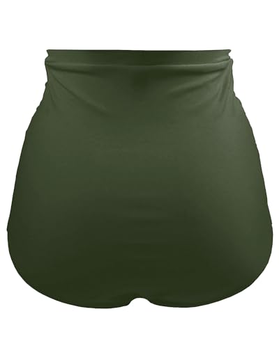 Image of Tempt Me Women's High Waisted Swimsuit Bottom Tummy Control Ruched Bikini Bottom Vintage Swim Bottom Tankini Briefs