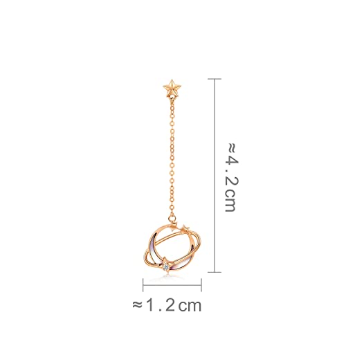 Chow Sang Sang Delicate Gold 18K Rose Solid Gold Mother Of Pearl Moon Stars Single Dangle Earring For Women And Girls 93317E #TOP6