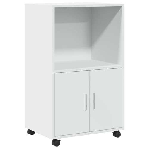 vidaXL Armoire à roulettes Blanc 55x40x91 cm Bois d’ingénierie, classeur, Armoire de classement pour Maison, classeur pour Bureau à Domicile