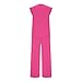 Sinzelimin Women's Pajamas Set Fashion Solid Color Sleeveless Crewneck Tank Tops Loose Comfy Crop Sweatpant Two Piece Suit Hot Pink Large