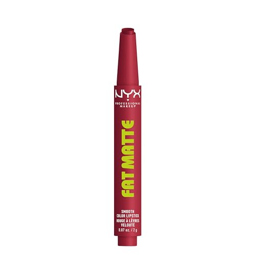 NYX Professional Makeup Fat Matte Smooth Color Lipstick, Creamy Feel, Lip-Smoothing Finish, Shade: 16 Plushin Plum