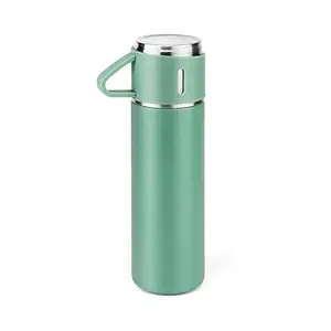 Stainless Steel Vacuum Flask Set with 3 Steel Cups Combo for Coffee HOT Drink and Cold Water Flask Ideal Gifting Travel Friendly Latest Flask Bottle. (500ML)