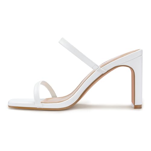 Image of Carcuume Women's Square Toe Two Strap Open Toe Block Heels Sandals Slip On Shoes