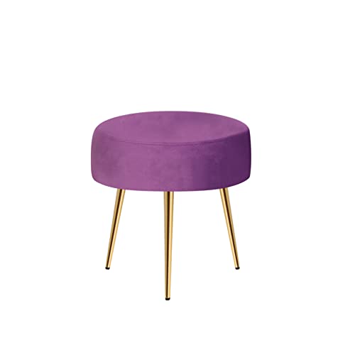 Magshion Modern Scalloped Back Accent Velvet Upholstered Armchair With Golden Legs And Soft Pillow With Footrest For Living Room, Comfy Vanity Chair, Purple #TOP4