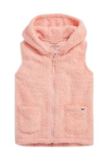 vineyard vines Girls Teddy Hooded Vest, pink Blossom, Medium (10-12)