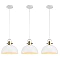 AMRUIPO 12 Inch Matte White Farmhouse Pendant Lights Kitchen Island Adjustable Height Vintage Industrial Hanging Lights Fixture for Hallway Dining Room 3 Pack