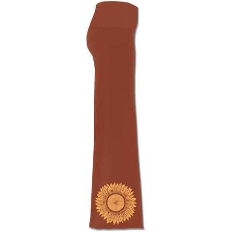 Soul Flower Women's Sunflower Organic Cotton Roll Top Pants, Rust Ladies Wide Leg Fold Over Waist Yoga Pants (XX-Large) Cover
